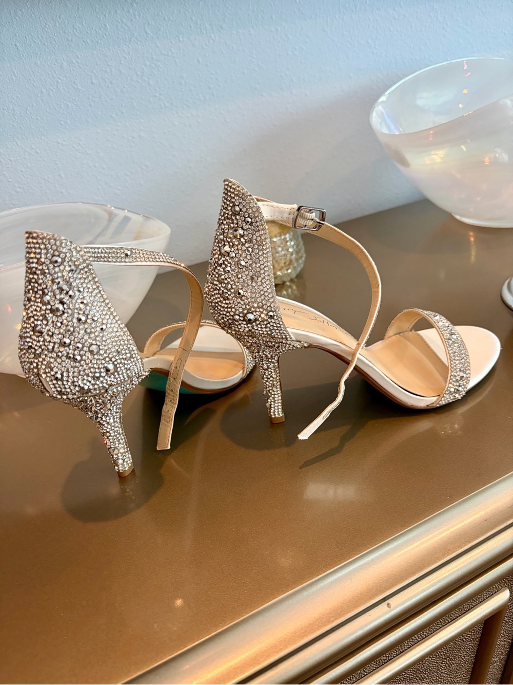 Betsy Johnson Crystal Ankle Strap Sandals
